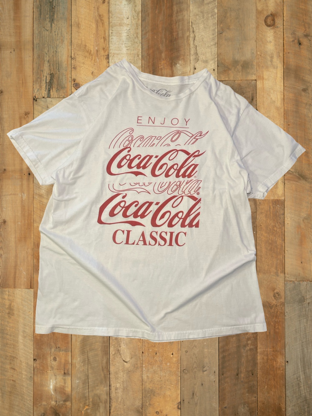 Retro Coca-Cola Classic Red Logo Graphic T-Shirt White